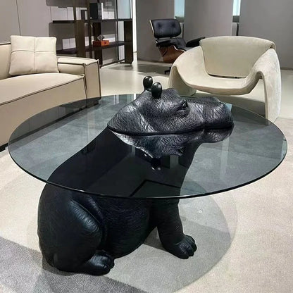 Animal Shaped Coffee Table Decorative Ornaments Hippopotamus Coffee Table Living Room Home Modern Round Ktv bar Coffee Table