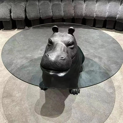 Animal Shaped Coffee Table Decorative Ornaments Hippopotamus Coffee Table Living Room Home Modern Round Ktv bar Coffee Table