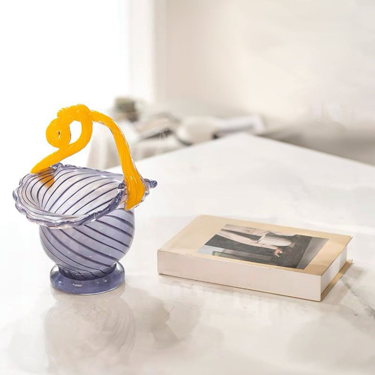 Citrus Ribbon Handblown Glass Decorative Vases and Showpieces