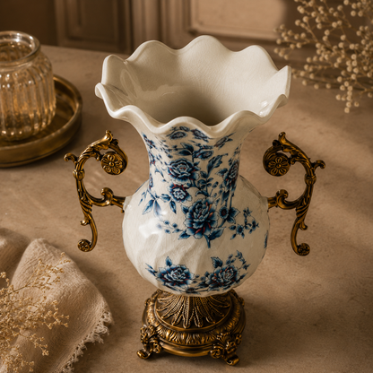 Crestovia Accent Decorative Vase & Showpiece for Home & Item for Home Decoration  - Blue Flower