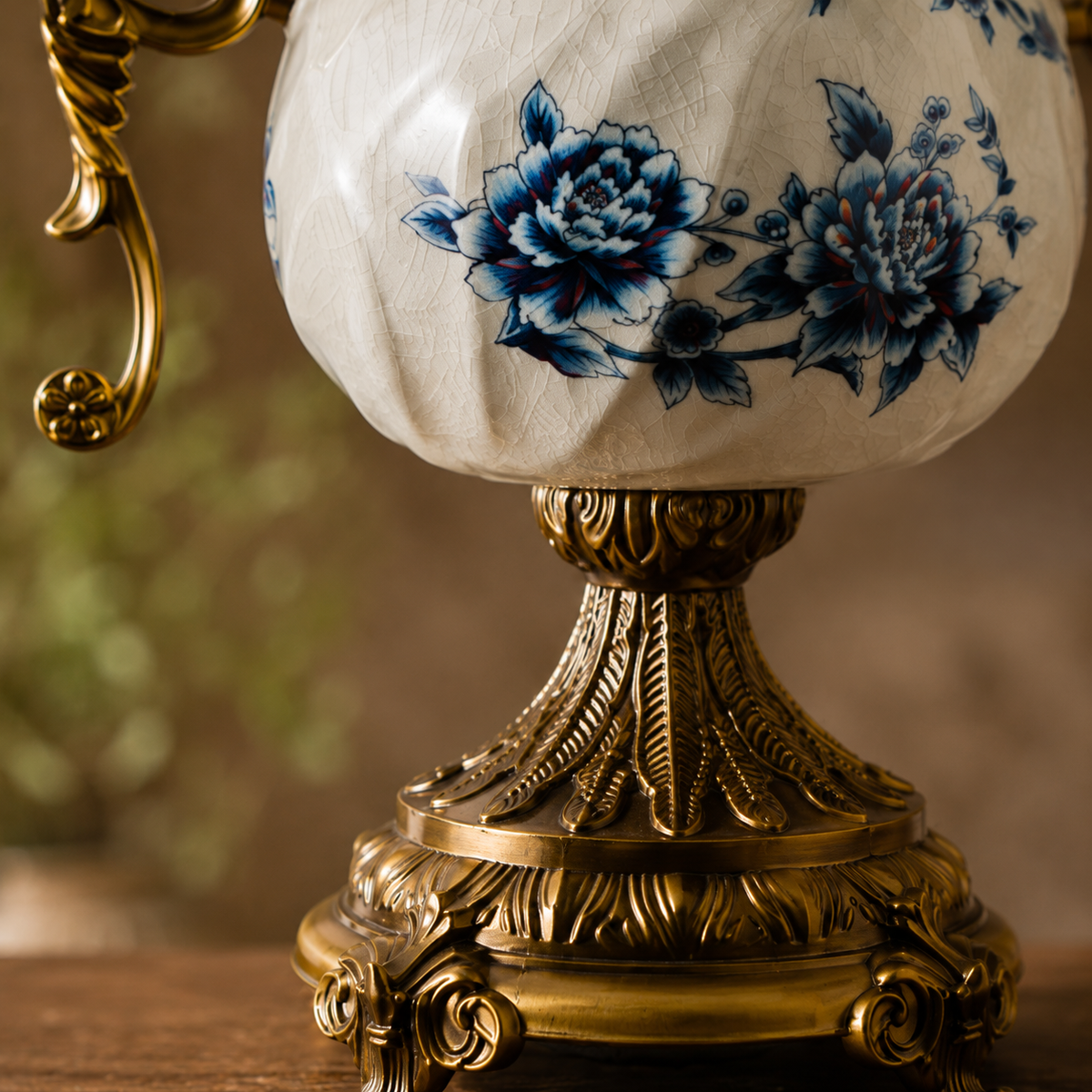 Crestovia Accent Decorative Vase & Showpiece for Home & Item for Home Decoration  - Blue Flower