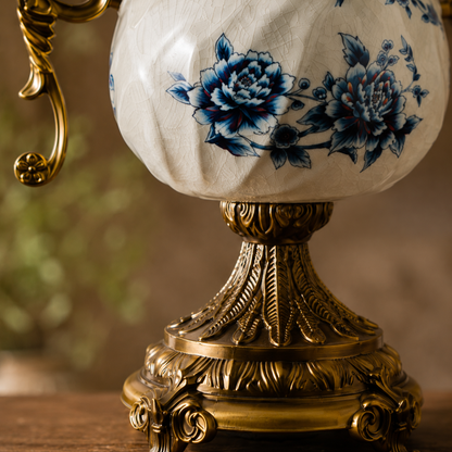 Crestovia Accent Decorative Vase & Showpiece for Home & Item for Home Decoration  - Blue Flower
