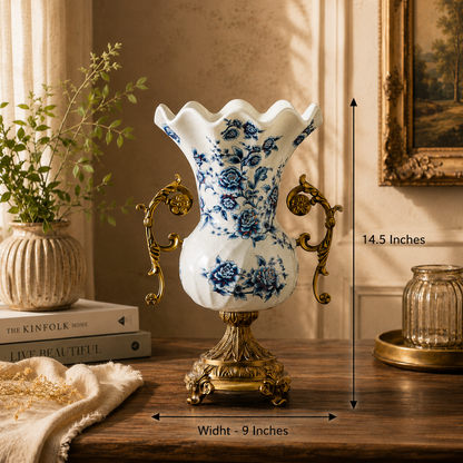 Crestovia Accent Decorative Vase & Showpiece for Home & Item for Home Decoration  - Blue Flower