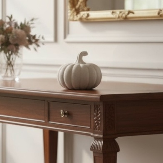 Serene Pumpkin Charm Ceramic table Showpiece for Home - Medium