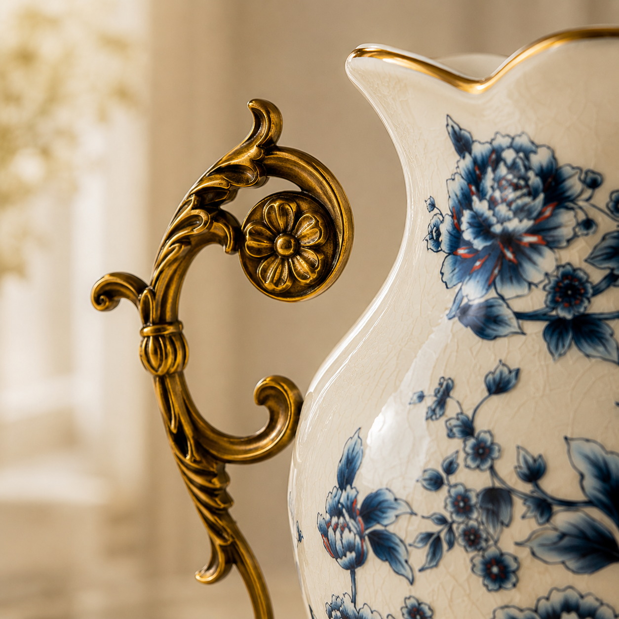 Regalyn Accent Decorative Vase & Showpiece for Home & Item for Home Decoration  - Blue Flower