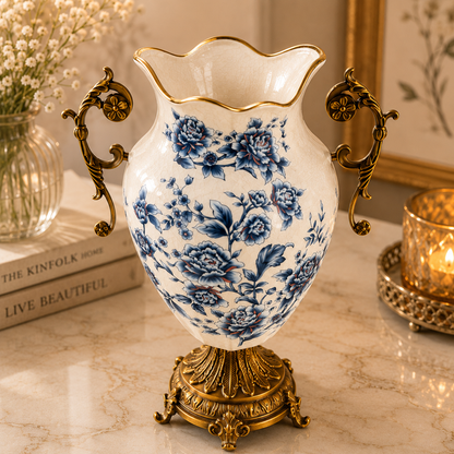 Regalyn Accent Decorative Vase & Showpiece for Home & Item for Home Decoration  - Blue Flower