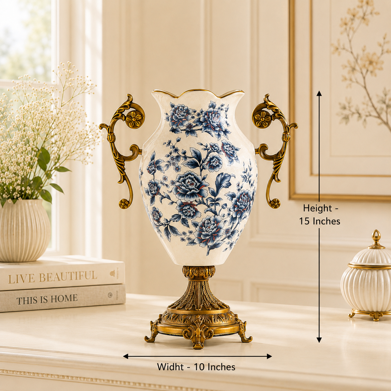Regalyn Accent Decorative Vase & Showpiece for Home & Item for Home Decoration  - Blue Flower