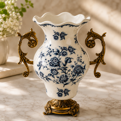 Elaris Prestige Decorative Vase & Showpiece for Home & Item for Home Decoration  - Blue Flower