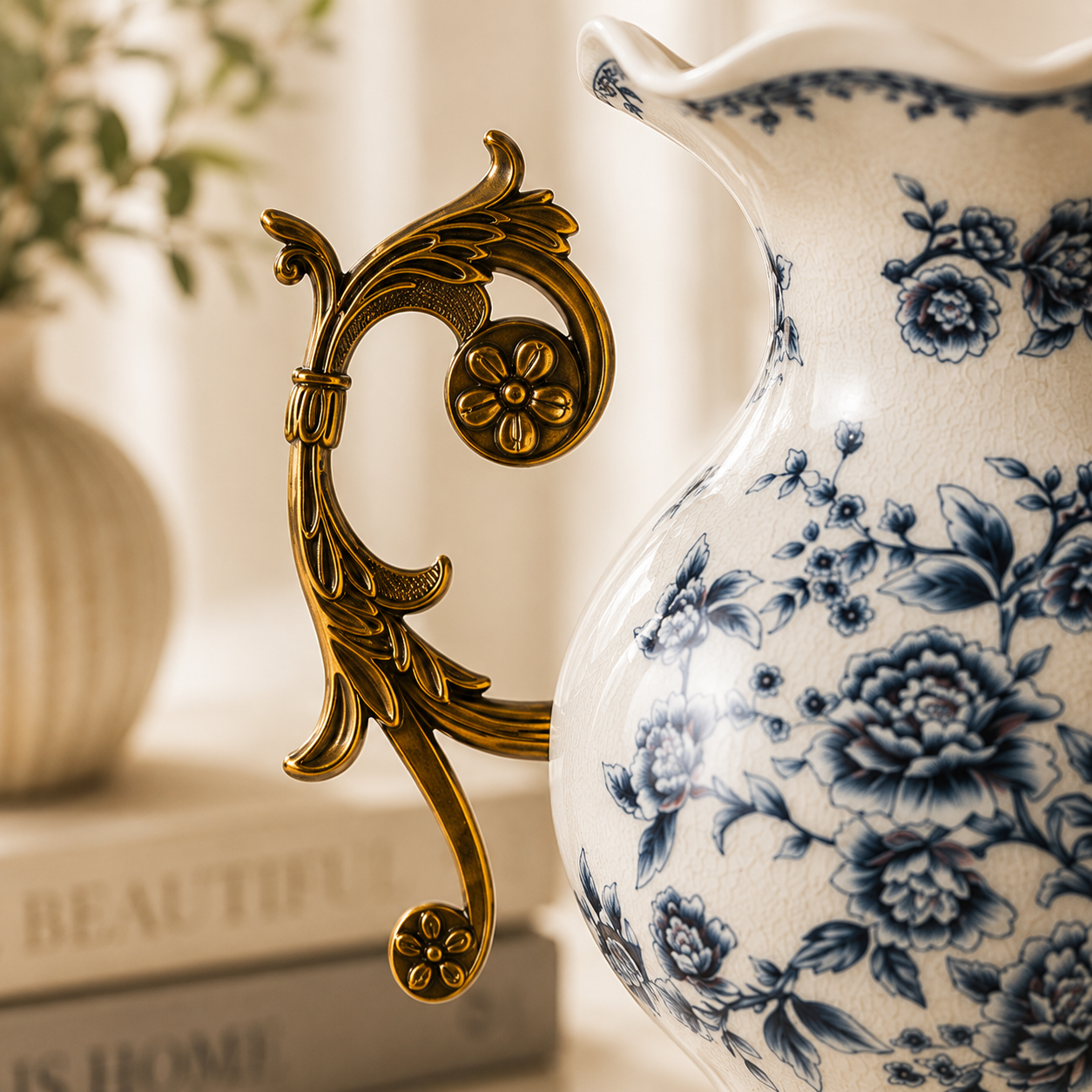 Elaris Prestige Decorative Vase & Showpiece for Home & Item for Home Decoration  - Blue Flower