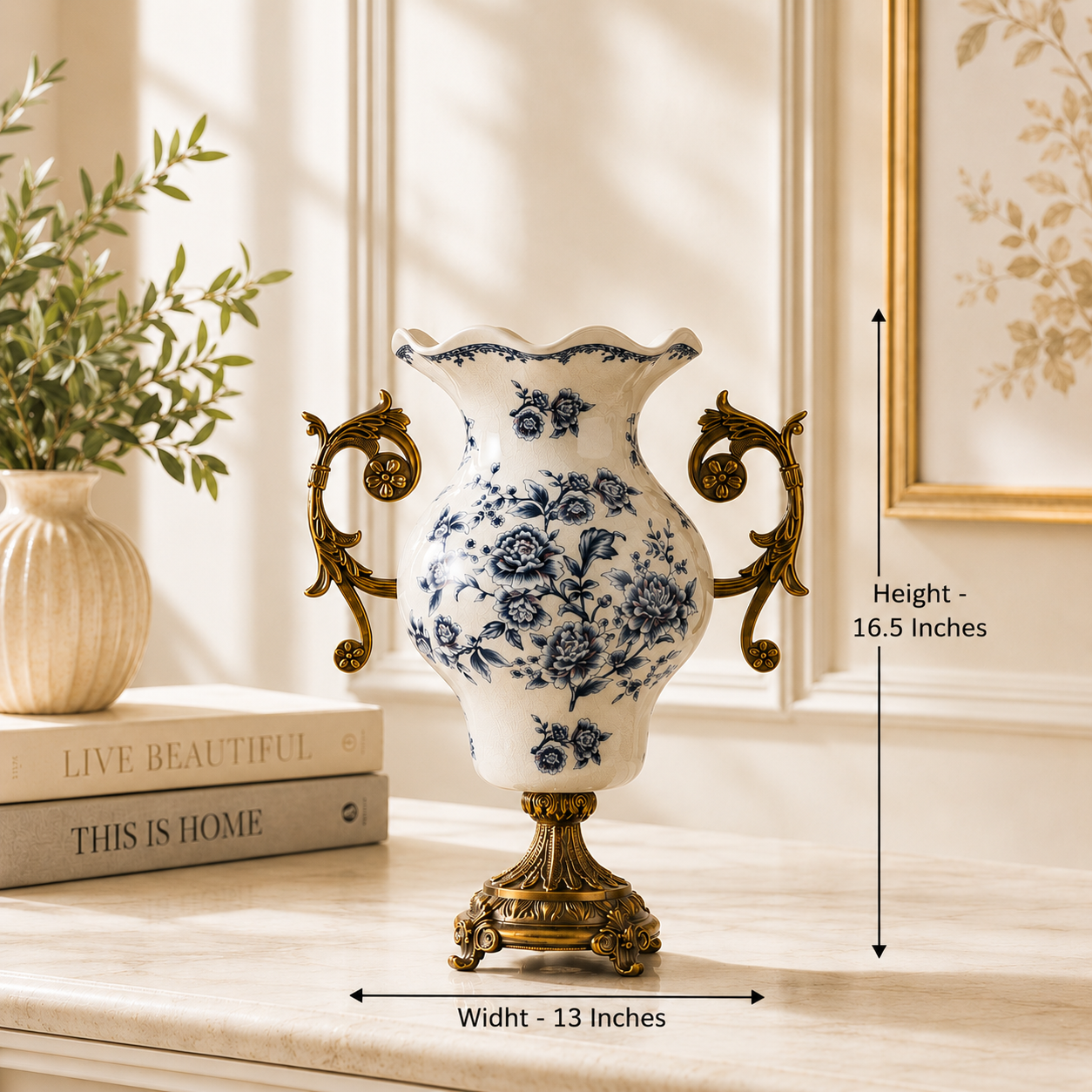 Elaris Prestige Decorative Vase & Showpiece for Home & Item for Home Decoration  - Blue Flower