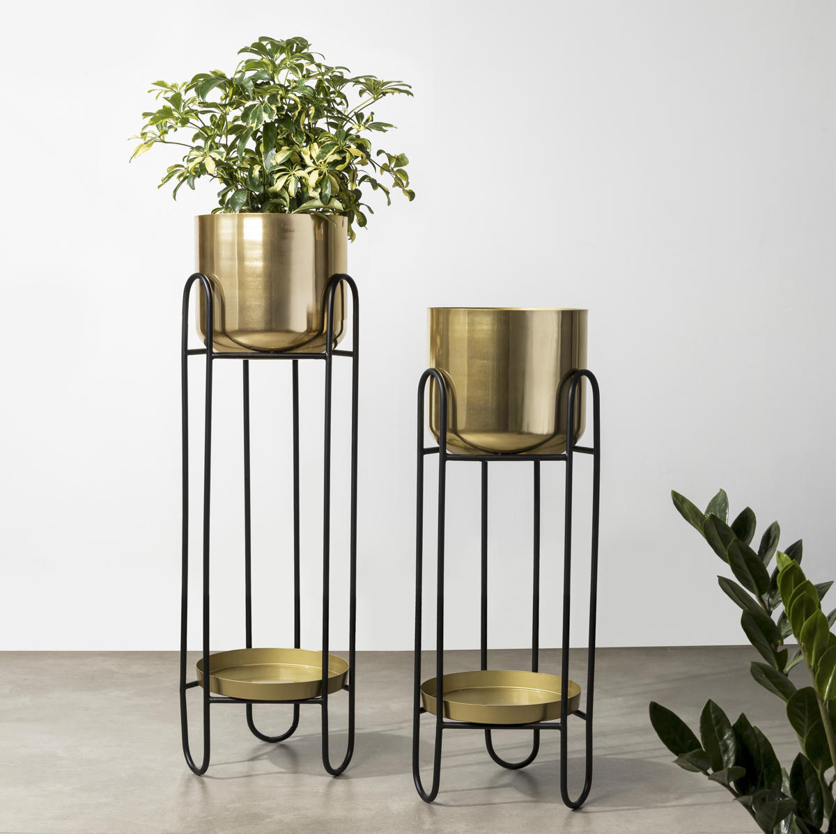 Contemporary Black And Bronze Vibrant Planter - Pair