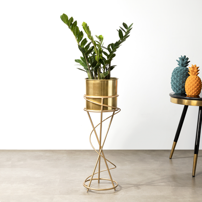 On-Trend Abstract Gold Planter - Modern Metal Planter - Medium