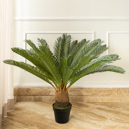 Green Haven Sago Palm Artificial Plant ( 3 Feet ) (Natural Feel)
