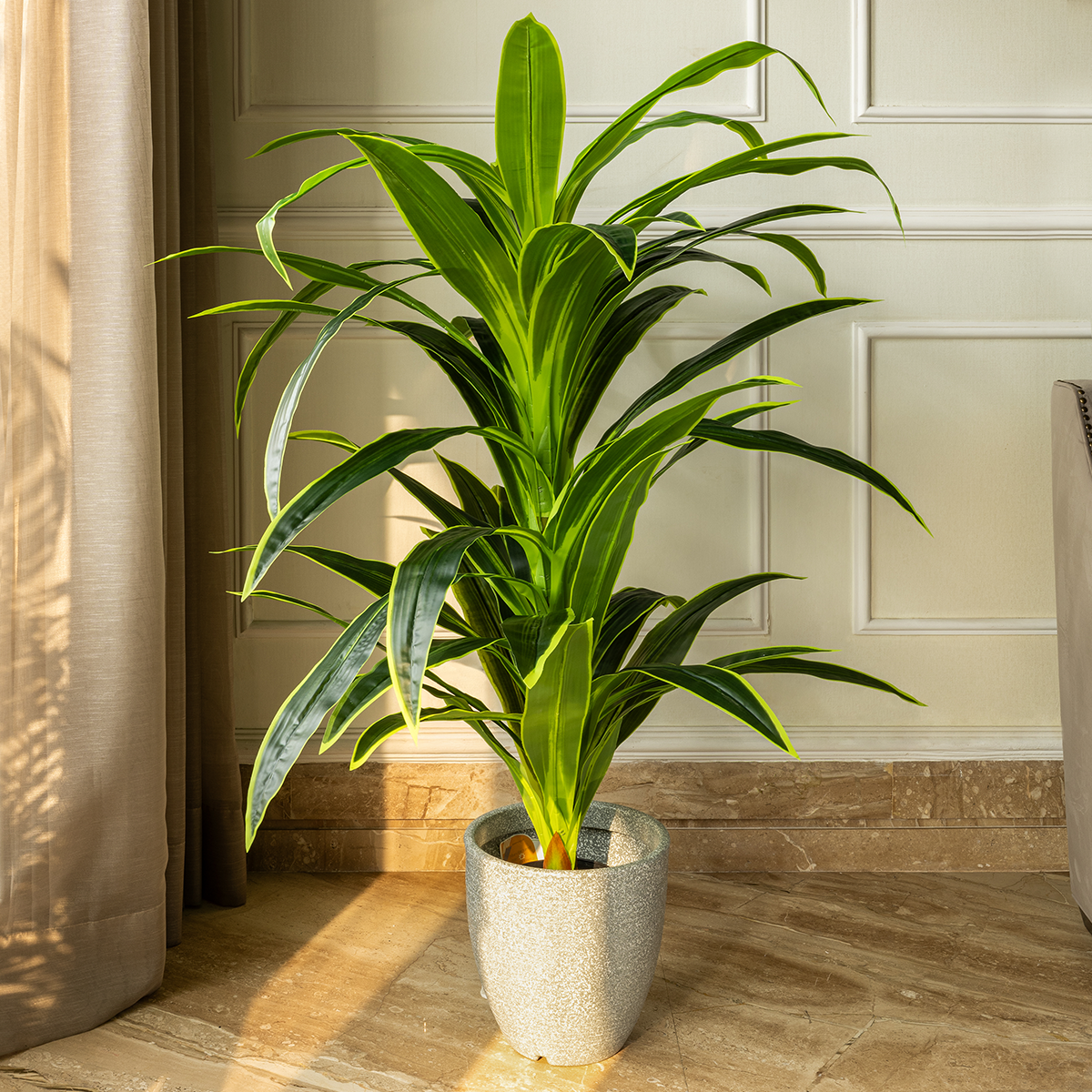 Botanic Beauty Dracaena Lemon Lime Artificial Plant (4.5 Feet) (Natural Feel)