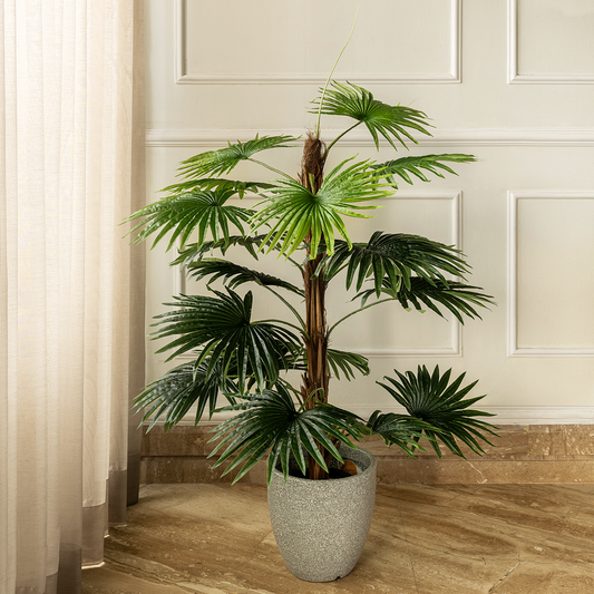 Indoor Luxe Livistona Chinensis Artificial Plant (4 Feet) (Natural Feel)