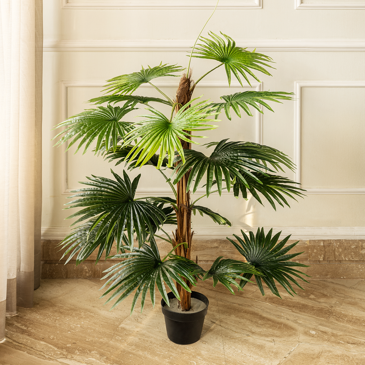 Indoor Luxe Livistona Chinensis Artificial Plant (4 Feet) (Natural Feel)