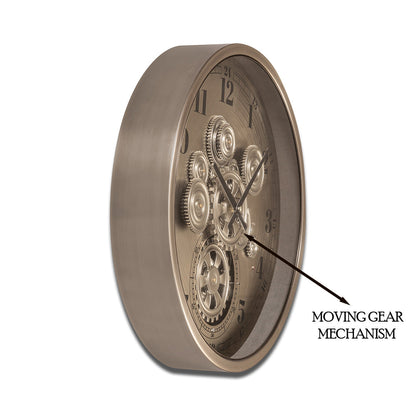 Infinity Dial Luxury Antique Wall Clock For Living Room With Moving Gear Mechanism Buy Wall Clock Online - Medium (Steel Body)