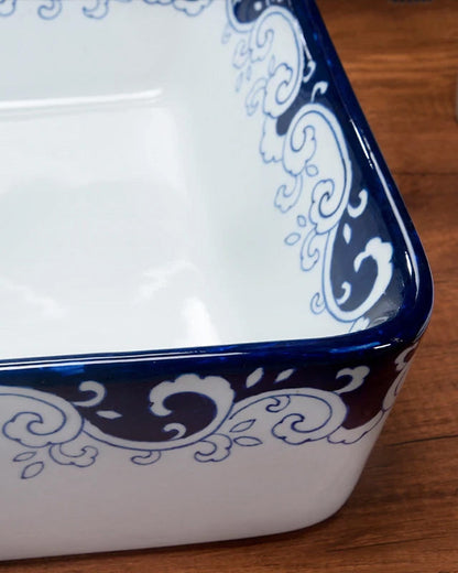 Peony Blue & White Porcelain Counter Top Basin