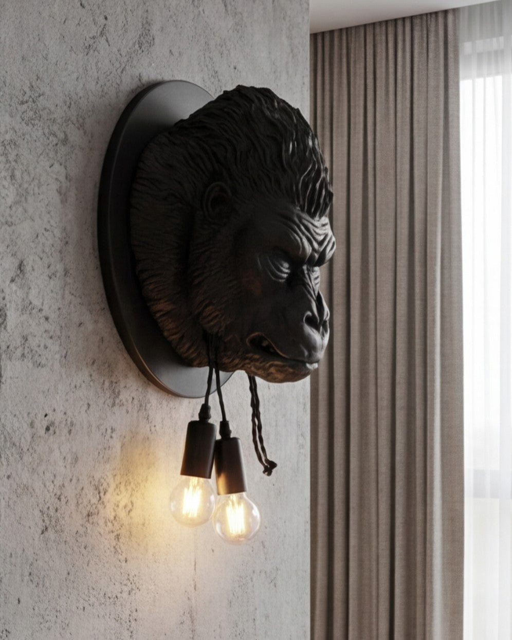Gorilla Head Wall Light