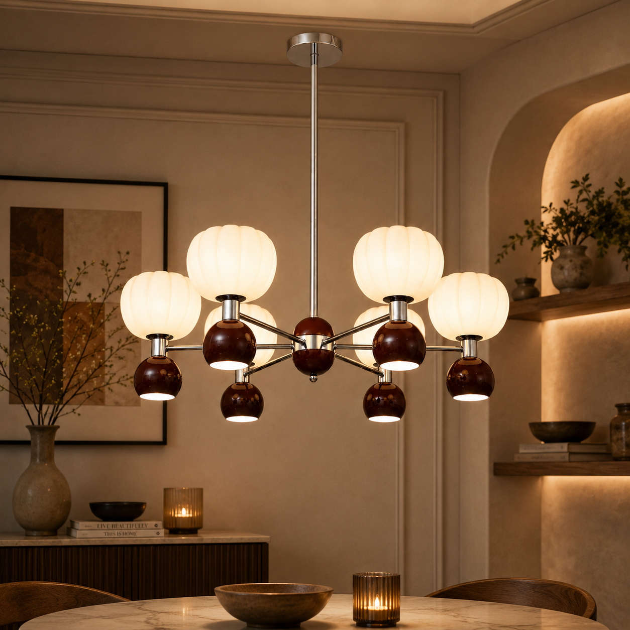 Luxeva Chandelier For Home & Home Decoration Item - Red