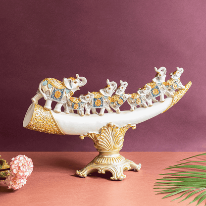 The Jaipur Royal Elephant Family Table Decoration Showpiece & Home Decoration Items