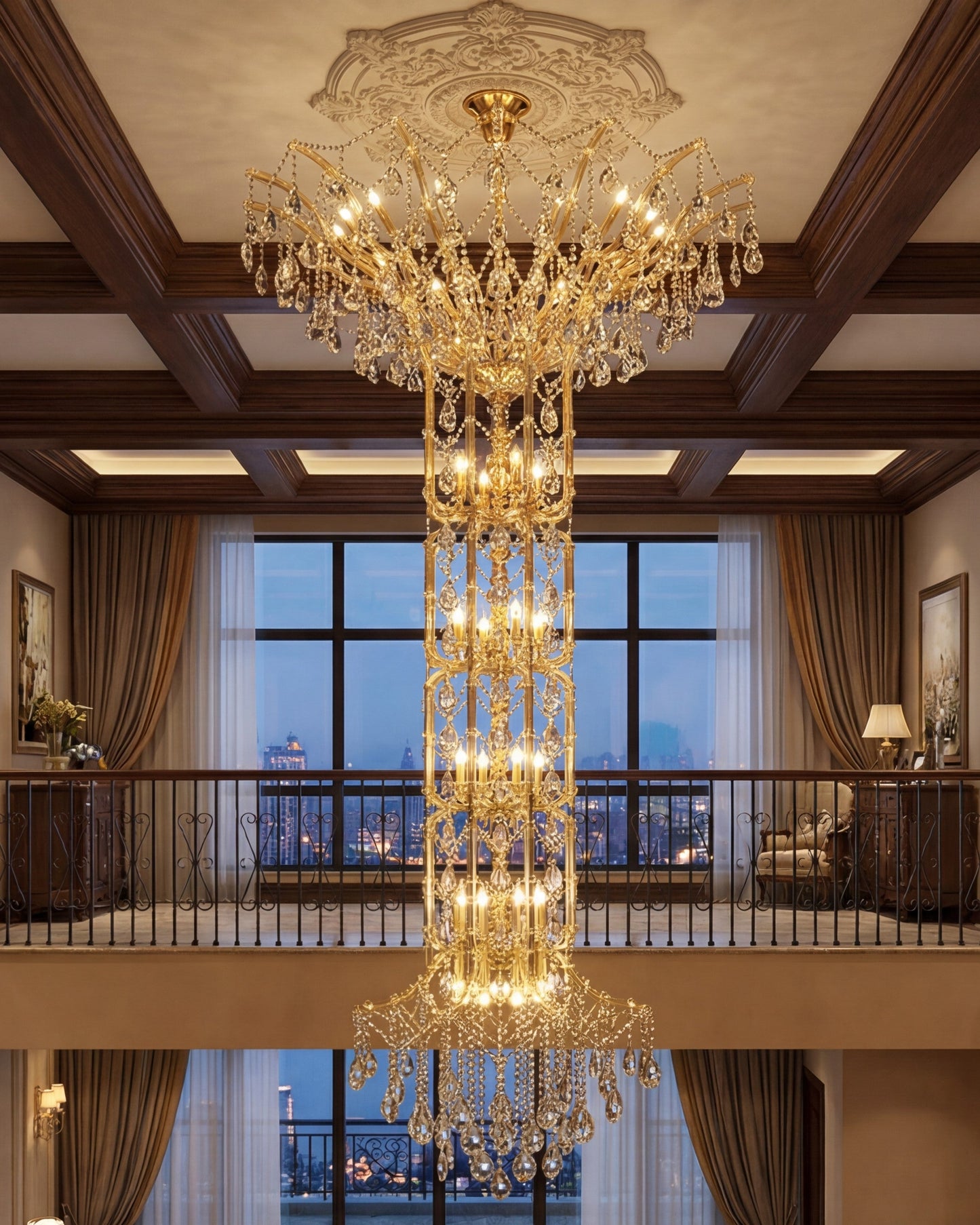 Imperial Crownfall Crystal Double Height Chandelier