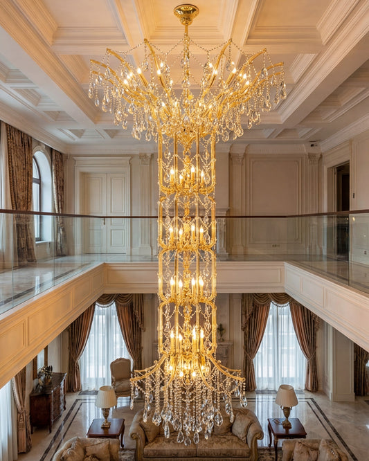 Imperial Crownfall Crystal Double Height Chandelier