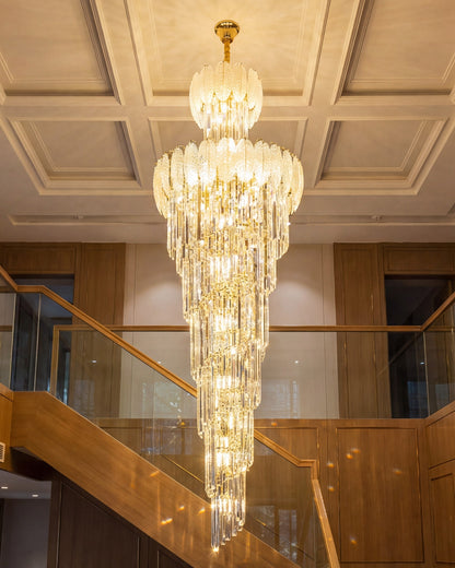 Aurora Spiral Crystal Double Height Chandelier