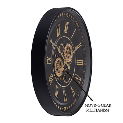 Midnight Dial Luxury Designer Wall clocks for the Home With Moving Gear Mechanism (Steel Body)