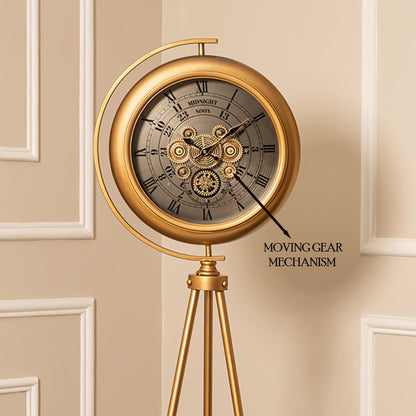 Milestone Marker Tripod Base Luxury Designer Floor Clock With Moving Gear Mechanism Buy Floor Clock Online (Steel Body)