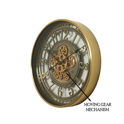 Minute Master Luxury Designer Watches Wall Clock Online With Moving Gear Mechanism Buy Wall Clock Online (Gold) (Steel Body)