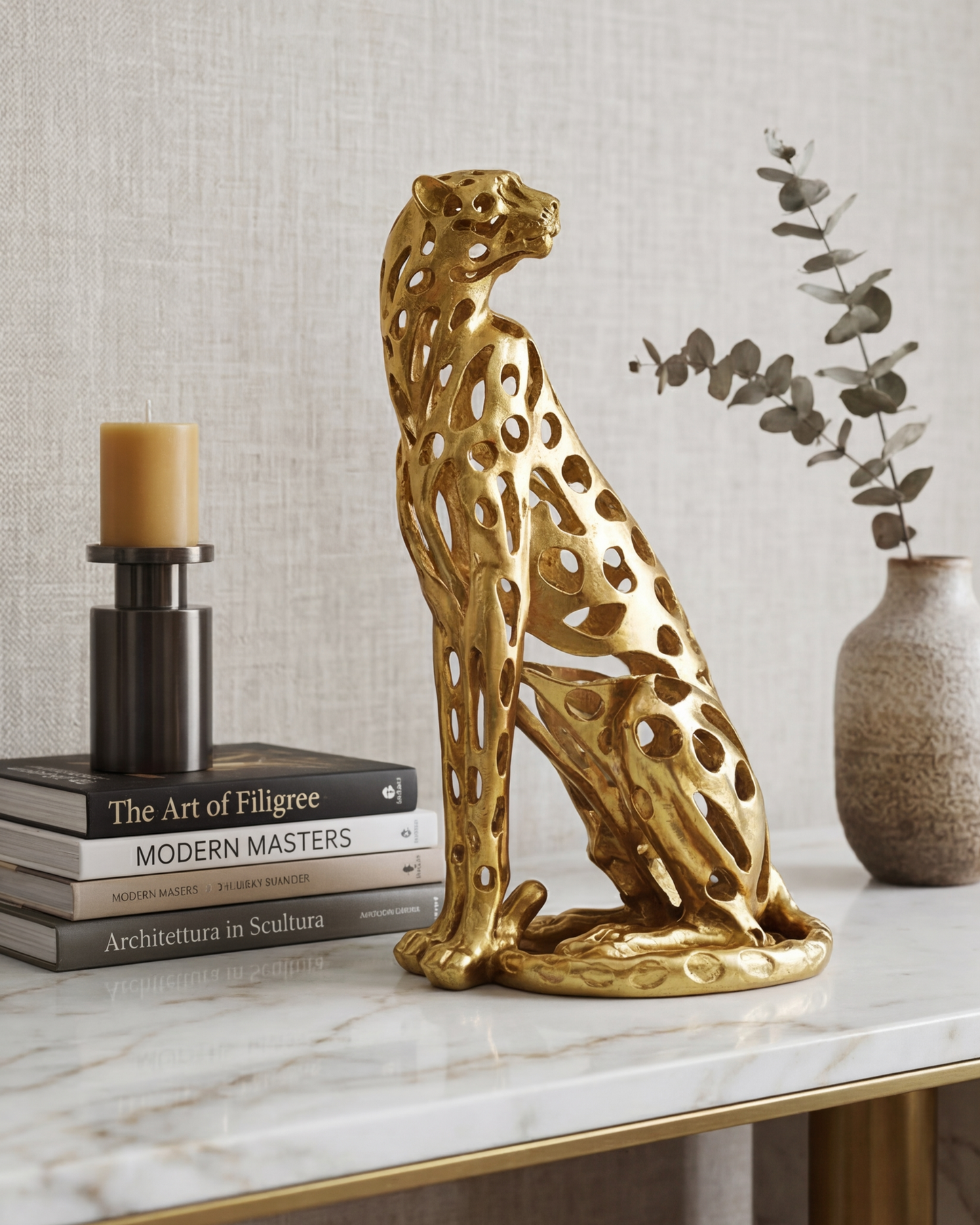 Golden Majesty Decorative Leopard Figurine - Big