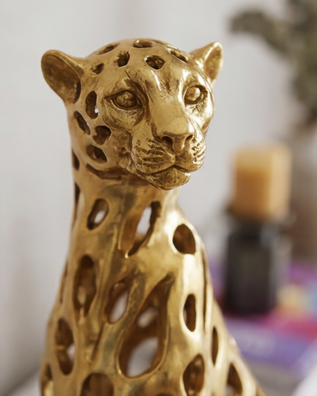 Golden Majesty Decorative Leopard Figurine - Small