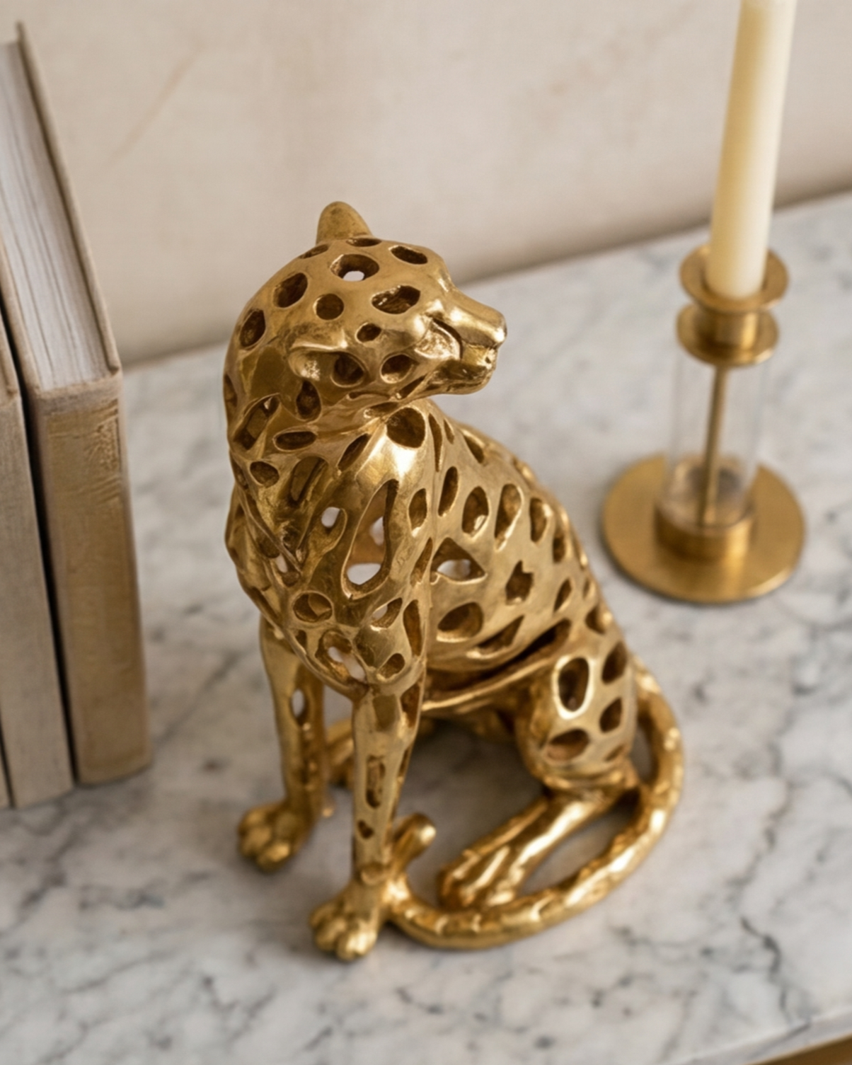 Golden Majesty Decorative Leopard Figurine - Big