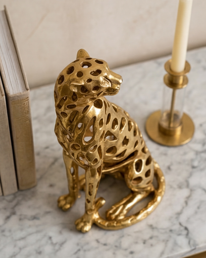 Golden Majesty Decorative Leopard Figurine - Small