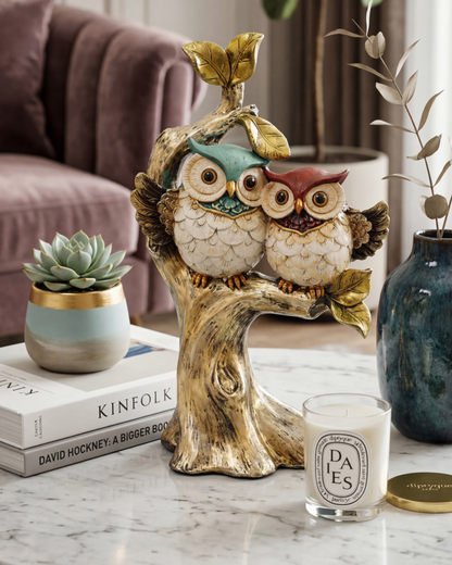 Whimsical Couple Decorative Owl Figurine
