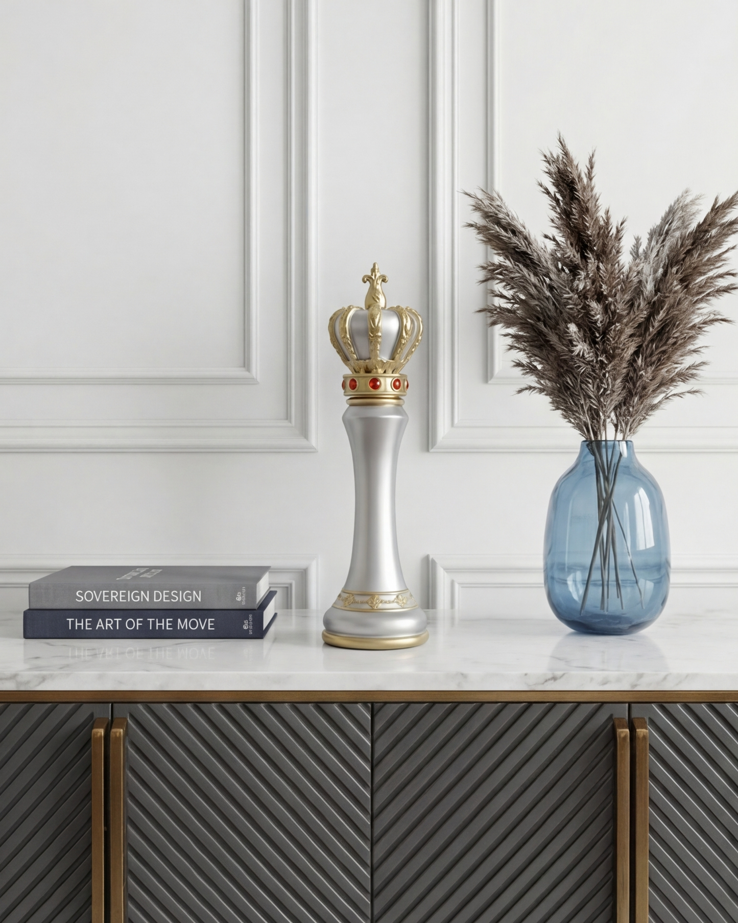 Imperial Crown Decorative Chess King - Grey