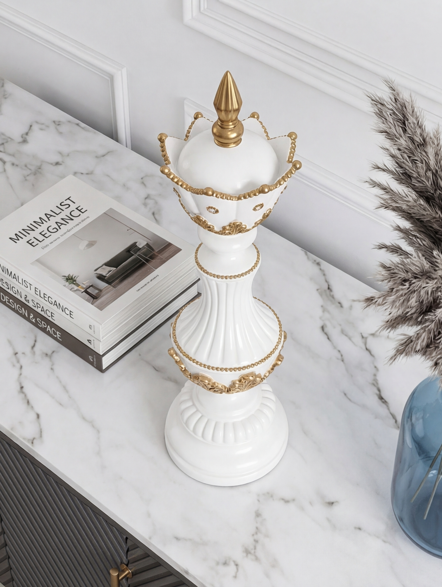 Imperial Crown Decorative Chess Queen - White