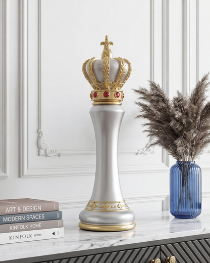 Imperial Crown Decorative Chess King - Grey