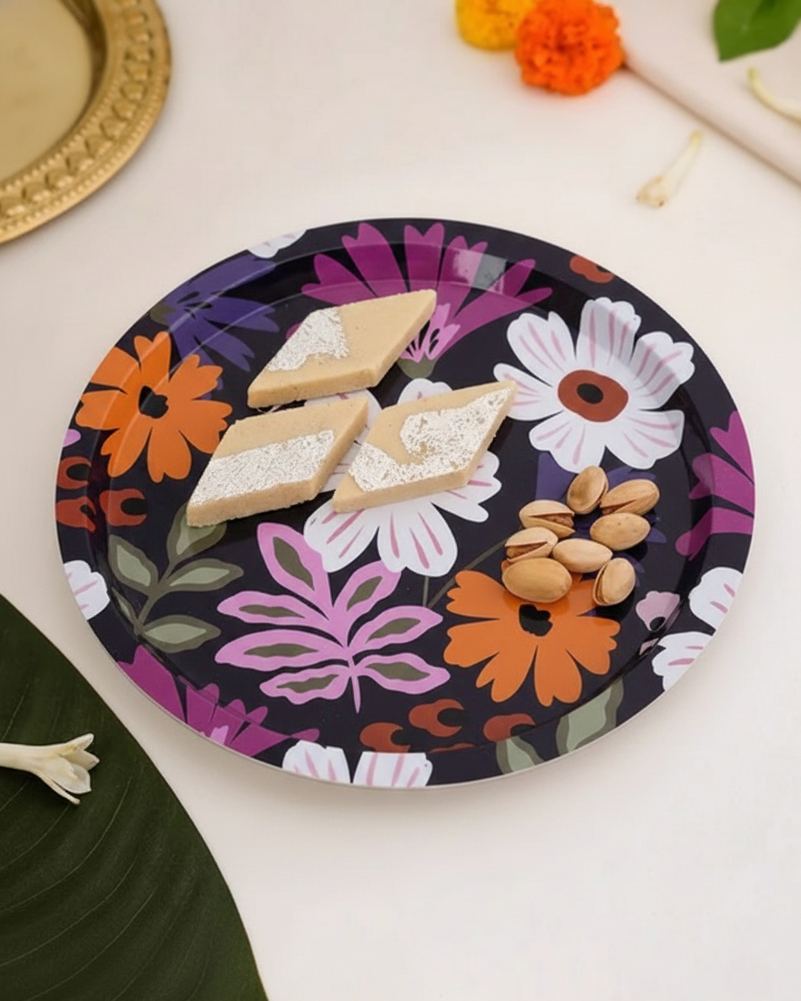 Bold Blooms Floral Serving Tray - Set Of-2