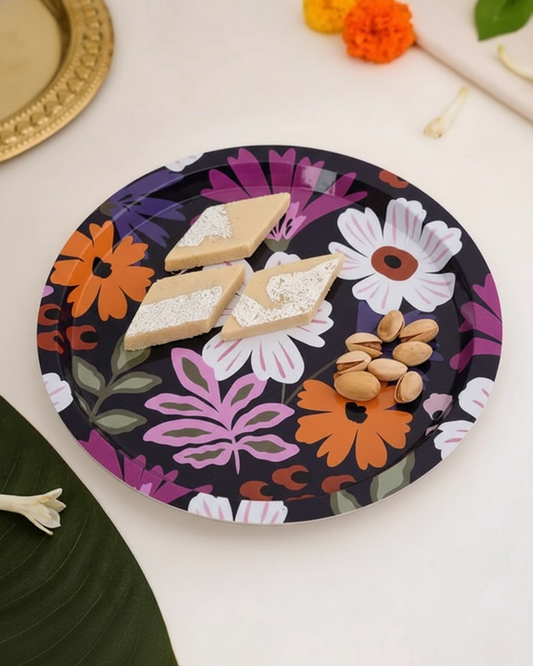 Bold Blooms Floral Serving Tray - Set Of-2