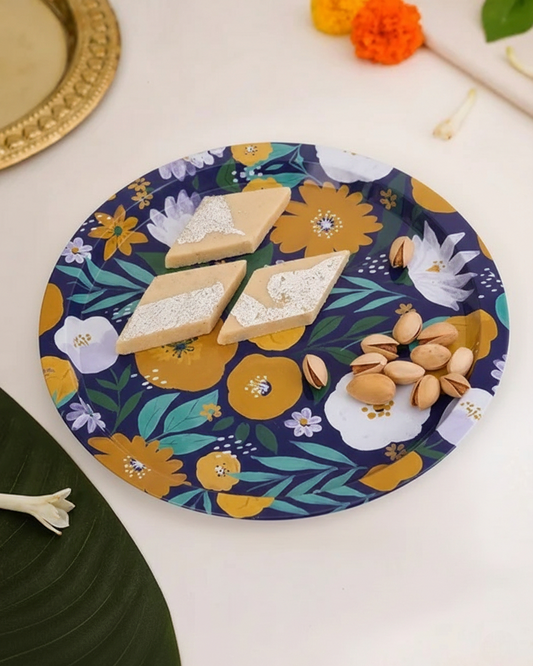 Midnight Garden Floral Serving Tray - Set Of-2