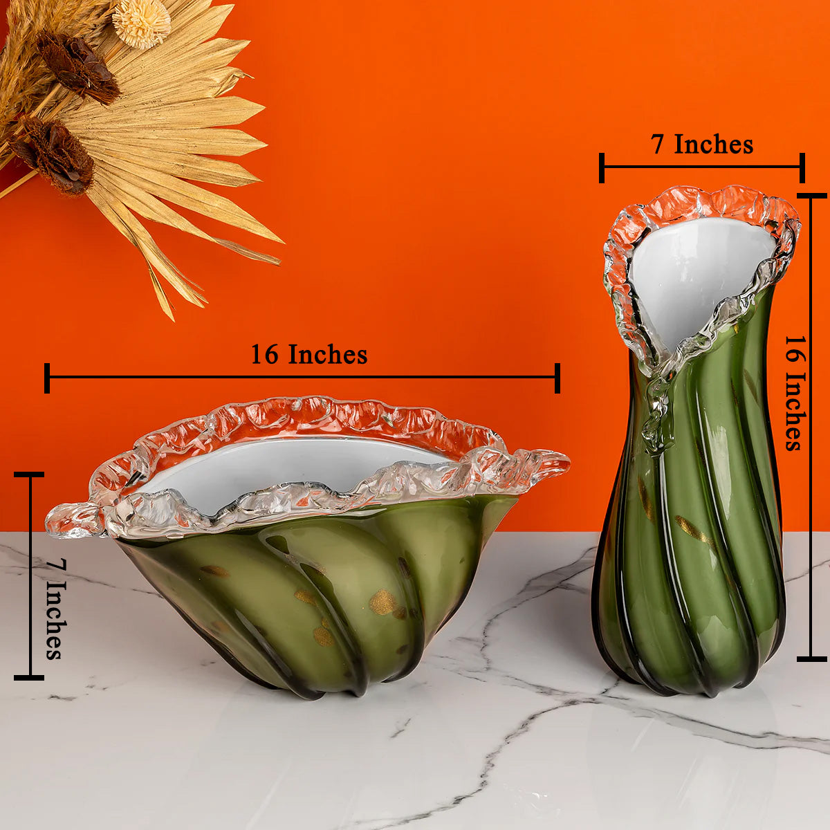Sweet Sensation Handblown Glass Decorative Vases and Showpieces - Set of 2