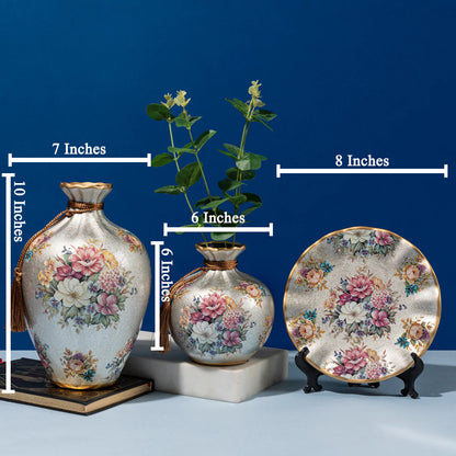 Splendour of Flowers Decorative Vases and Showpieces - Set of Three