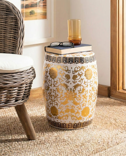 Royal Gold Floral Garden Stool