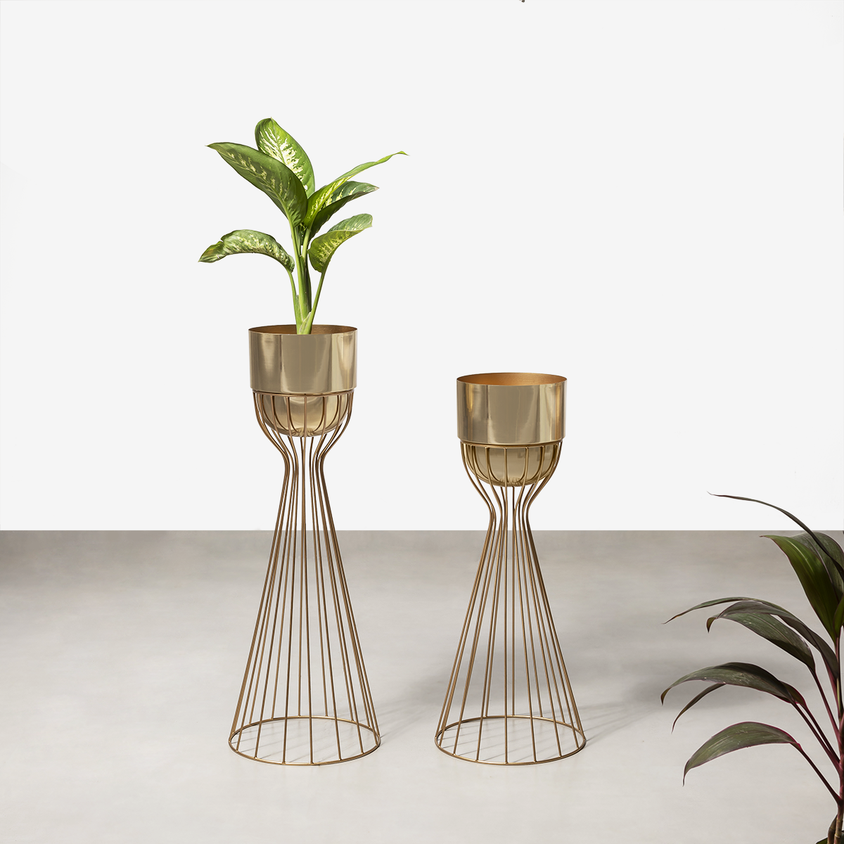 Artful Foliage Planters Set of 2 - Gold