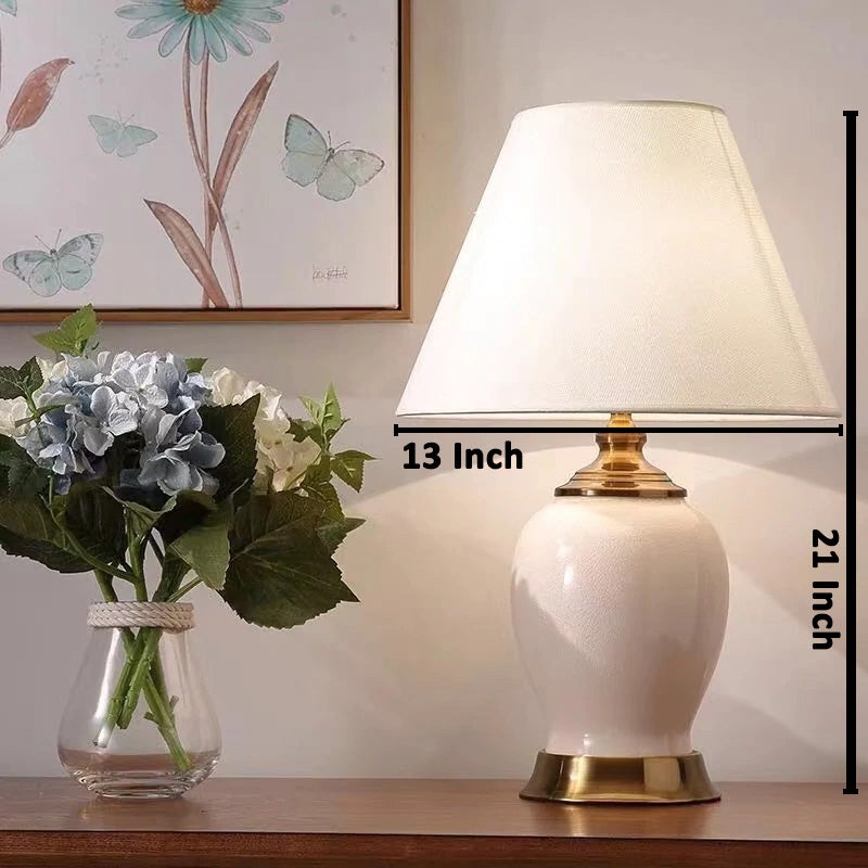 The Emerald Jade Decorative Ceramic Table Lamp - White
