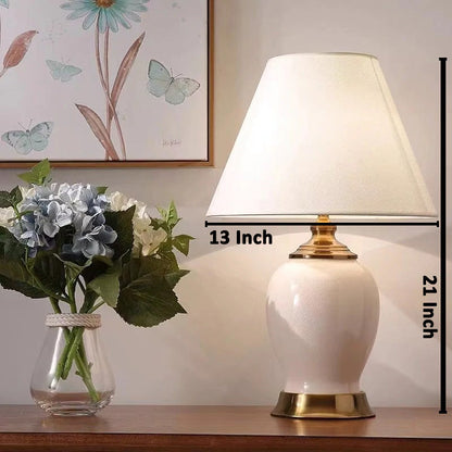 The Emerald Jade Decorative Ceramic Table Lamp - White