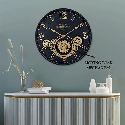 Tick Tock Tech Luxury Designer Wall clocks for the Home With Moving Gear Mechanism Buy Wall Clock Online (Steel Body)