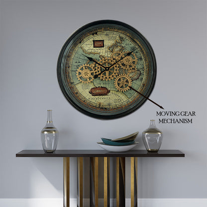 Timeless Tradition Luxury Designer Wall Clock For Living Room With Moving Gear Mechanism Buy Wall Clock Online - Big (Steel Body)